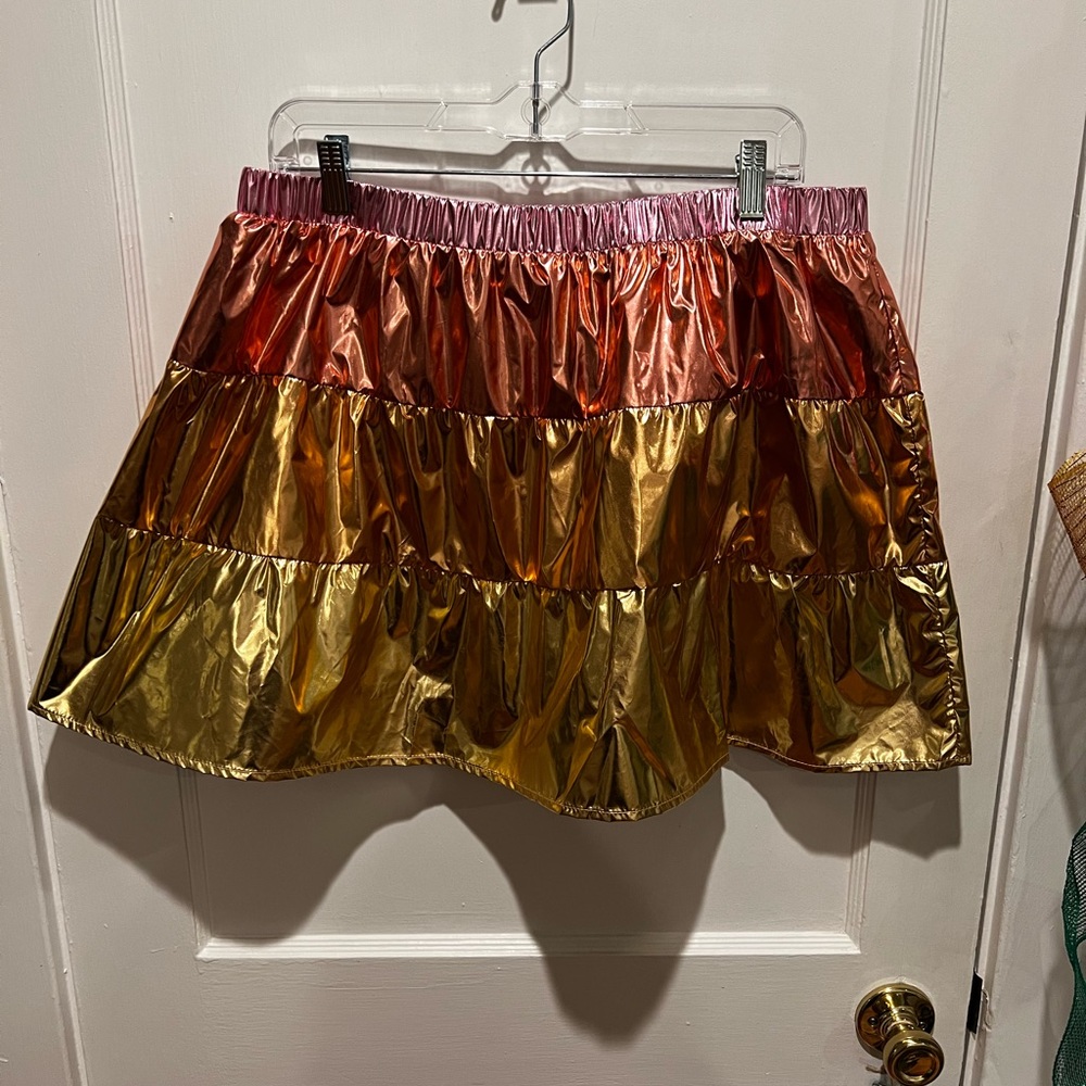 Queen of Sparkles Pink/Gold Metallic Mini Skort